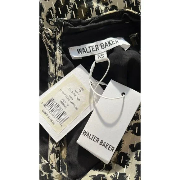 BNWT WALTER BAKER LEOPARD BLONDIE ASYMMETRICAL HEM TOP IN A MARKED SIZE XS - Picture 5 of 6